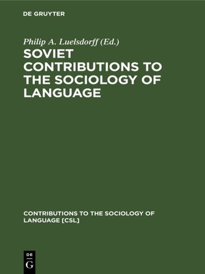 cover image of Soviet Contributions to the Sociology of Language